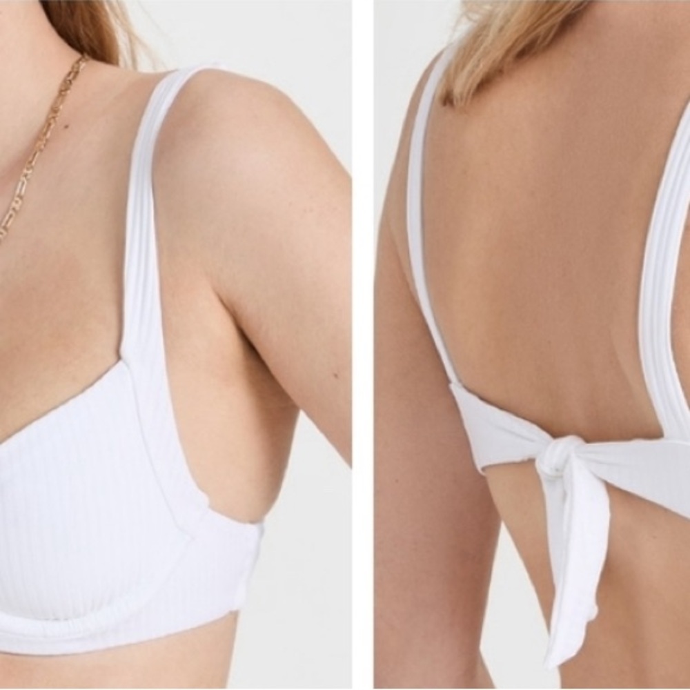 Vitamin A White Textured Demi underwire Bikini Top with Adjustable Straps